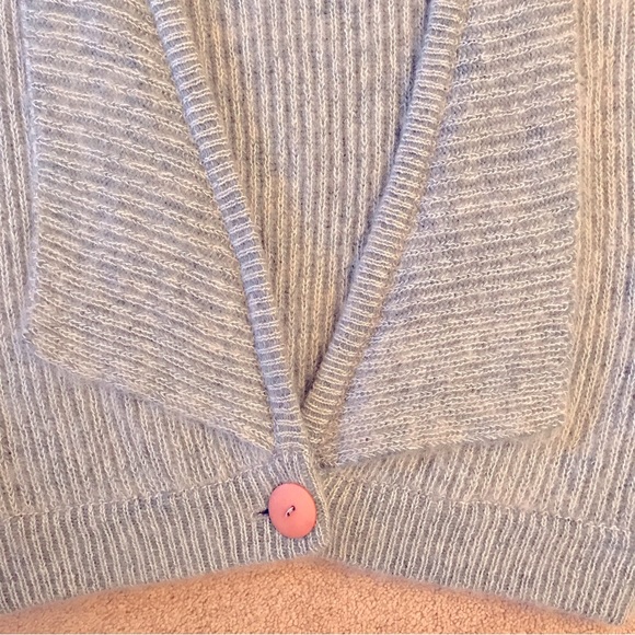 Crocodile Mohair Wool Cardigan Sweater Womens Small Light Grey Chunky Oversized - Picture 2 of 10